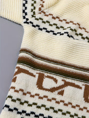 Geometric Print Hooded Drawstring Cardigan