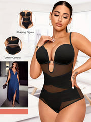 Contrast Mesh Bodysuit Push Up Slimming Body Shaper Women's Underwear