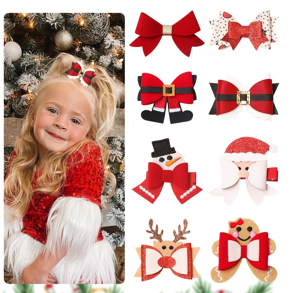 Girls Christmas Bow Hairpin Santa Claus Elk Hairclip Kids Children Accessories