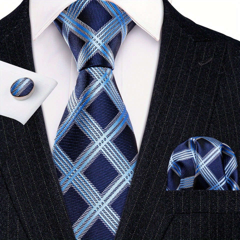 Men's Jacquard Tie & Cufflinks Set For Party Wedding Prom
