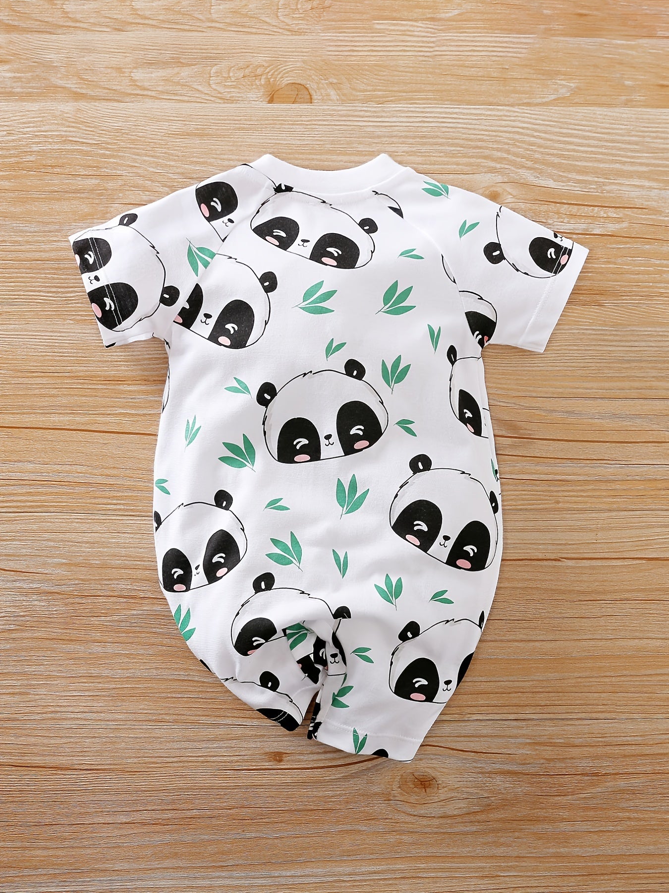 Baby Boy Panda Print Short Sleeve Romper