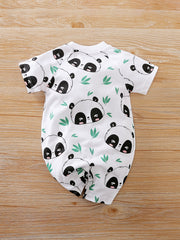 Baby Boy Panda Print Short Sleeve Romper