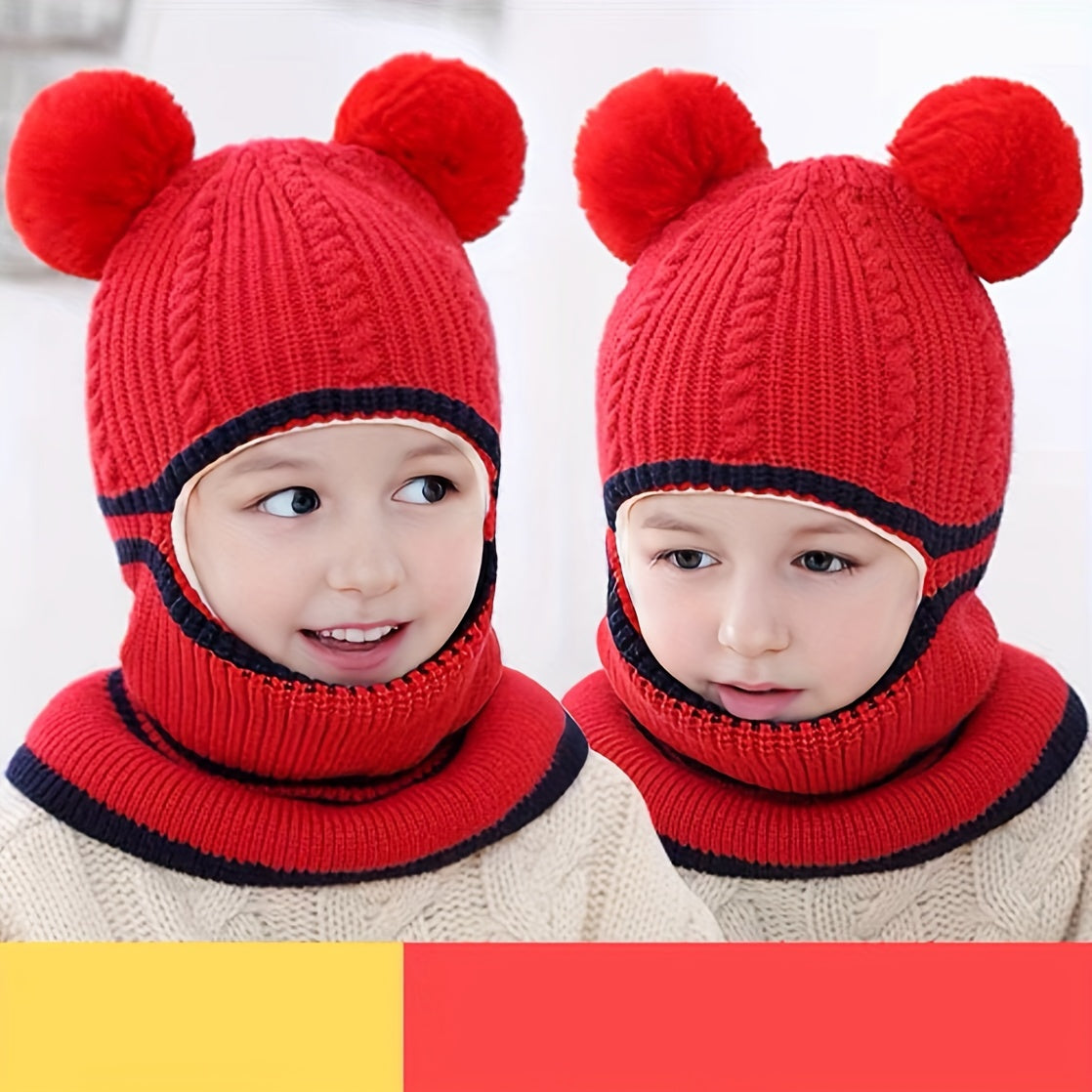 Kids Winter Hat with Mask Neck Gaiter