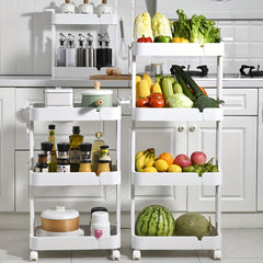 Floor Standing Storage Rack Kitchen Living Room Movable Small Cart