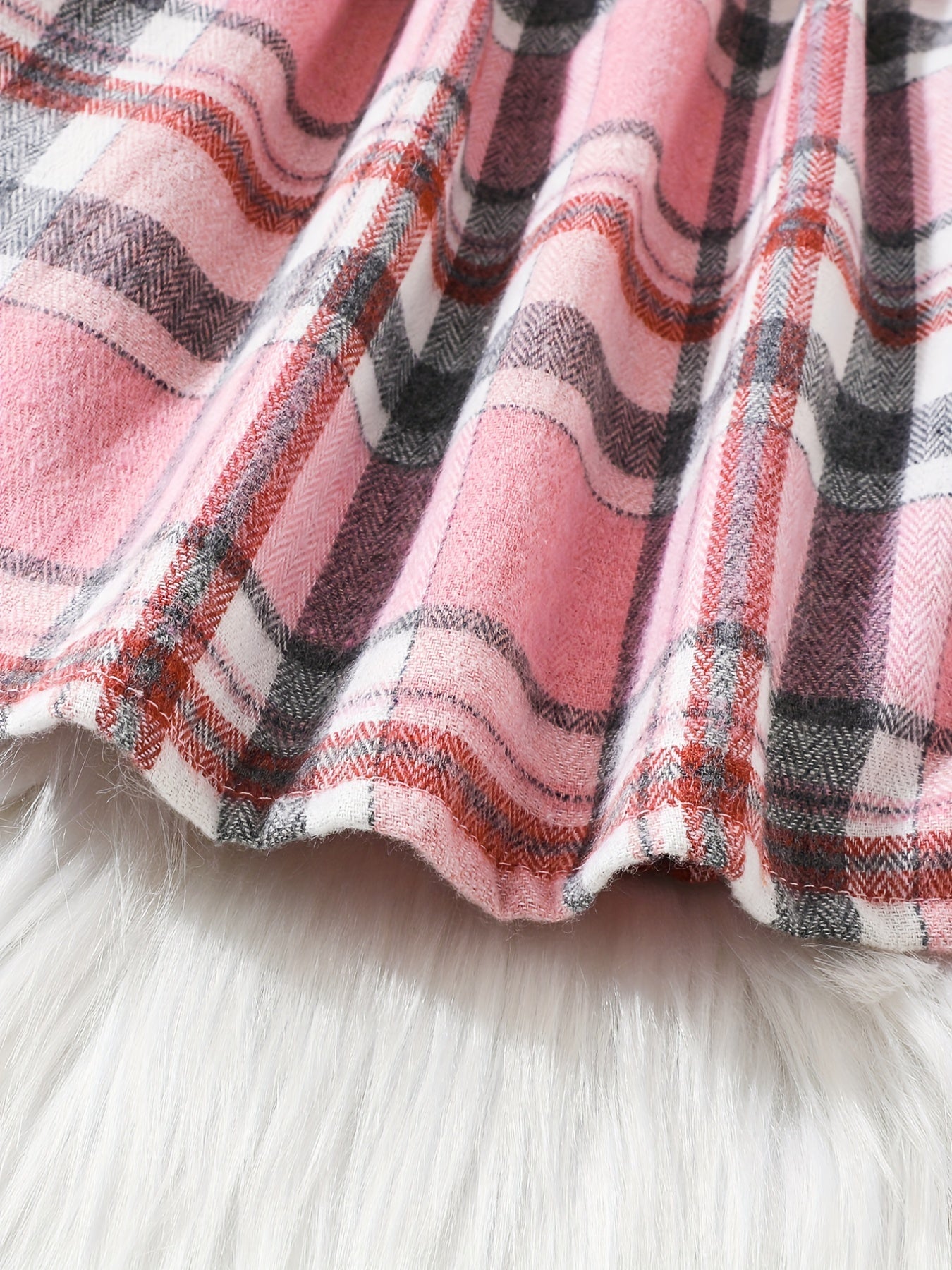Baby Girls Bow Long Sleeve Plaid Dress Knitted Top Pleated Skirt