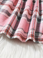 Baby Girls Bow Long Sleeve Plaid Dress Knitted Top Pleated Skirt