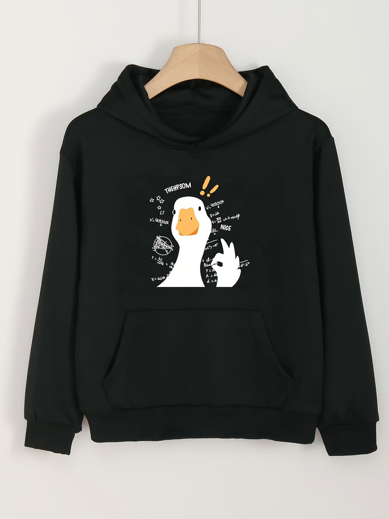 Girls OK Duck Print Hoodies Comfy Hooded Pullover With Pocket