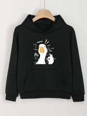 Girls OK Duck Print Hoodies Comfy Hooded Pullover With Pocket