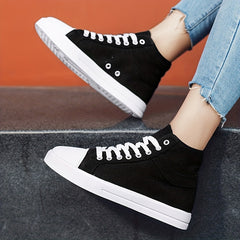 Women's Canvas Lace Up Skate Shoes Lightweight Mid Top Sneakers