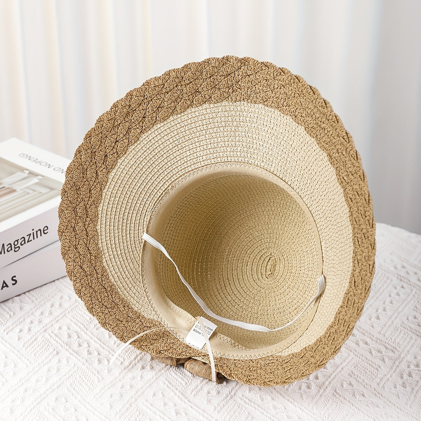 Wide Brim Straw Sun Hat Ribbon Bow Travel Beach Hat