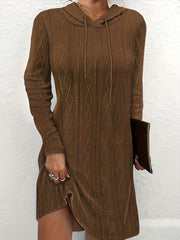 Jacquard Long Sleeve Hooded Mini Dress