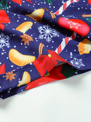 Men's Christmas Graphic Print Button Up Short Sleeve Shirt
