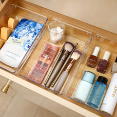 3pc Transparent Drawer Storage Box Plastic Tray with 15 Silicone Pads
