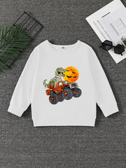 Boys Halloween Dino Driver Sweatshirt with Stretch Fabric