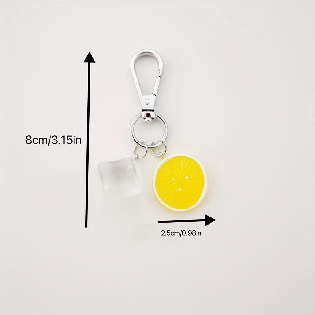 Ice Lemon Shape Keychain Simulation Food Keychain Pendant Bag Accessory