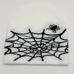 Fashionable Ear Protection Knit Beanie Hat Spider Web Embroidery