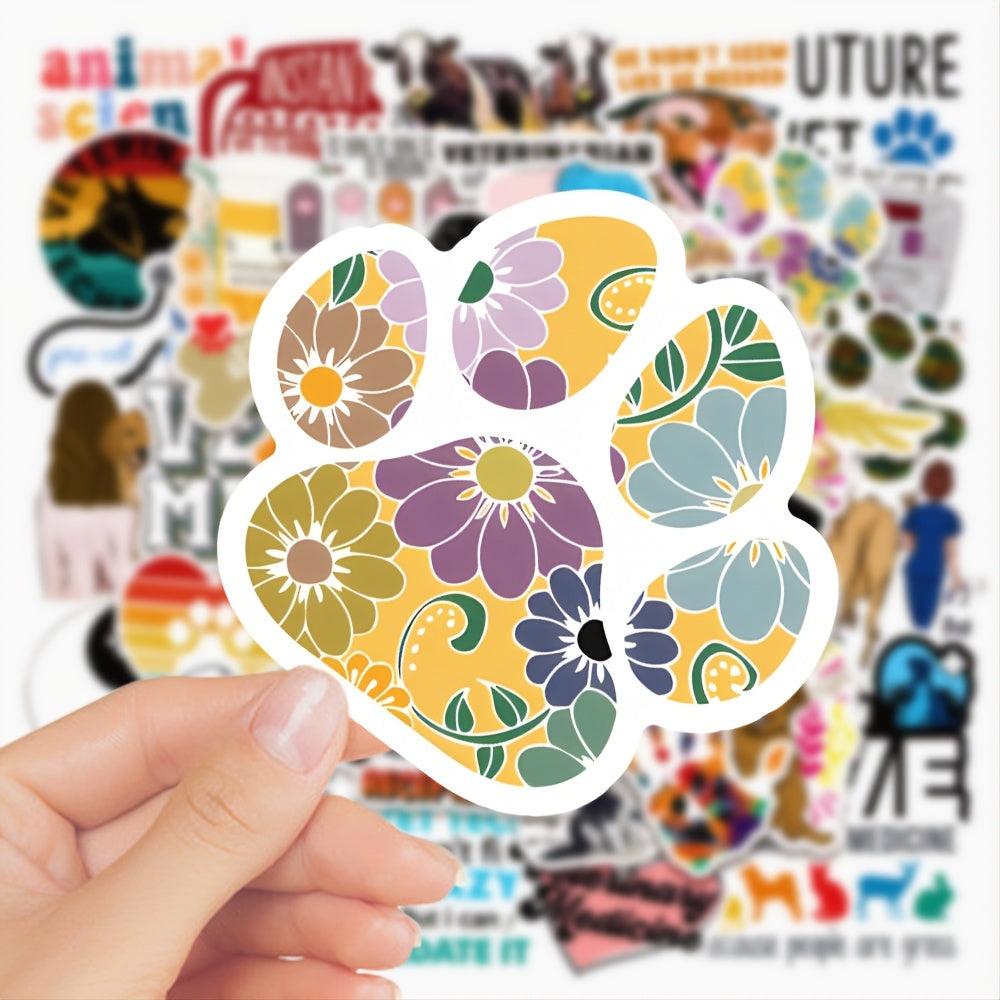 50 Sheets Veterinary Graffiti Stickers Waterproof DIY Creative Toys