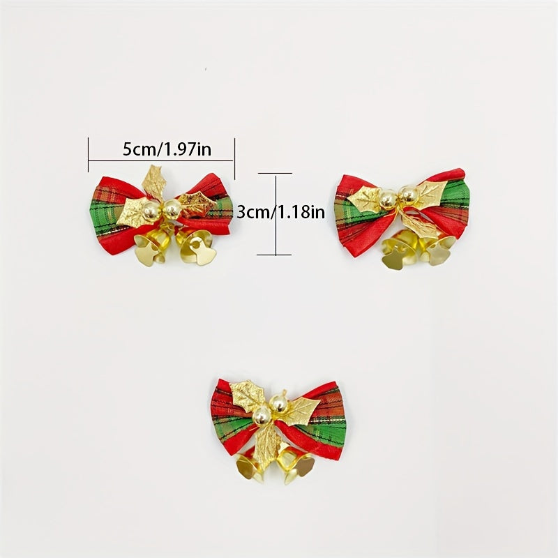 3 Pcs Christmas Tree Bow Mini Bell Strap Gift Decoration
