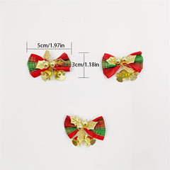 3 Pcs Christmas Tree Bow Mini Bell Strap Gift Decoration