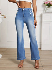 High Waist Flared Jeans Bell Bottom High Rise Wide Legs High Stretch Denim Pants