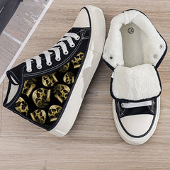 Skull Print Plush Lined Chunky Sneakers