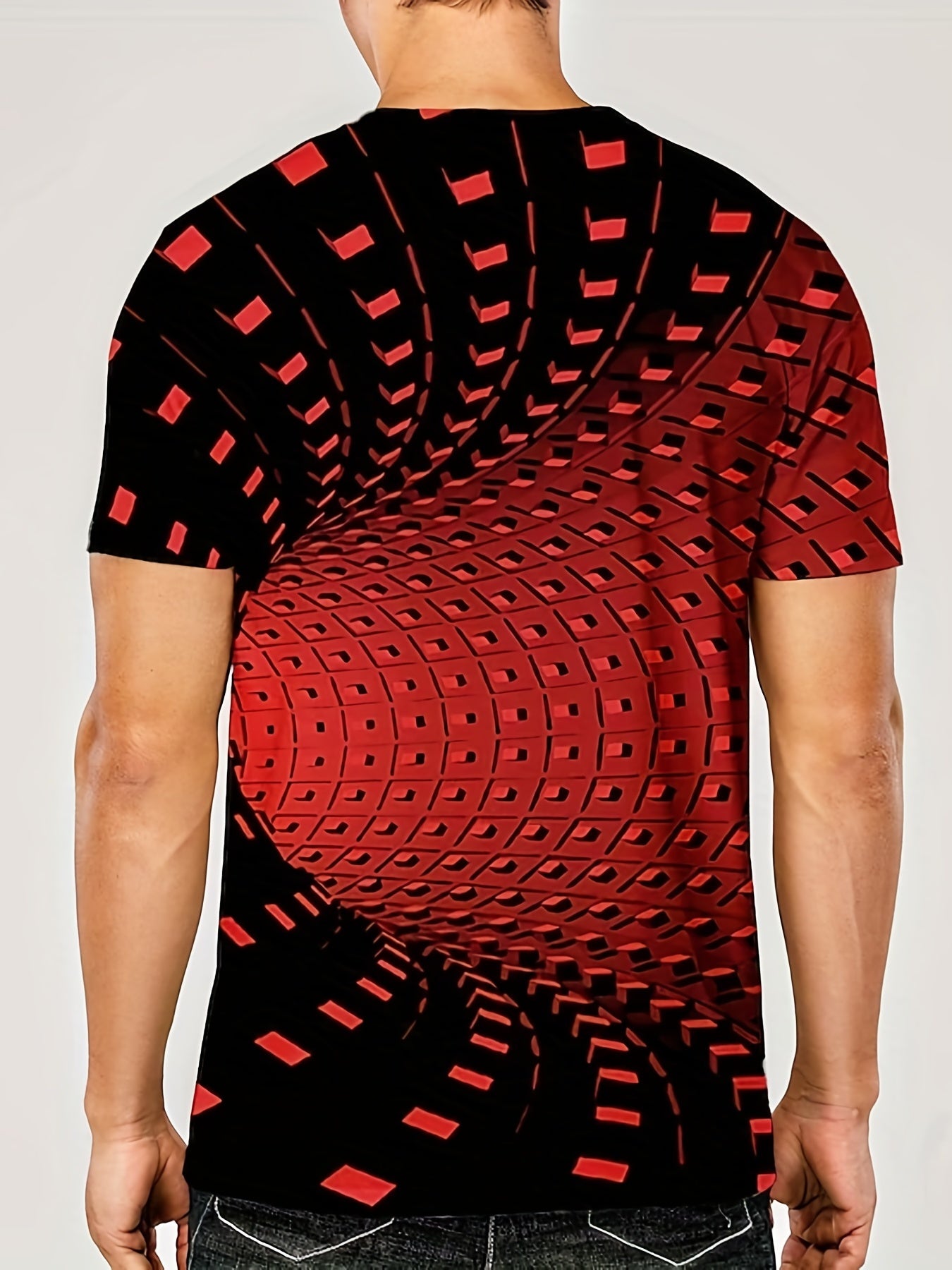 Optical Illusion Men's T-shirt Stretch Tees For Summer