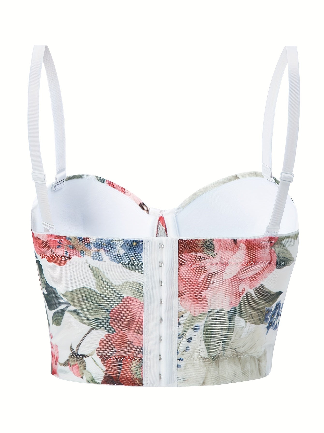 Floral Print Cami Corset Bustier Push Up Tummy Control Slimmer Body Shaper