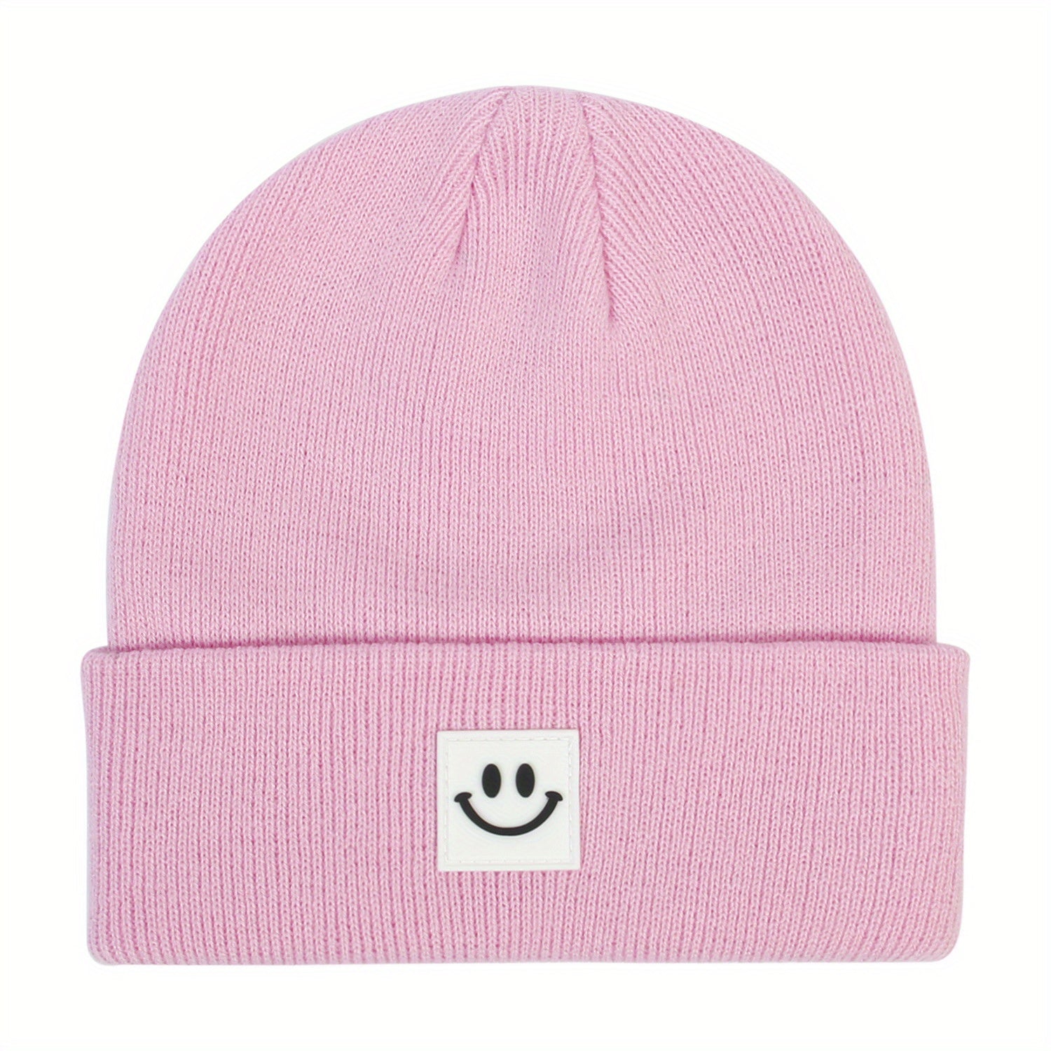 Winter Knit Hat with Smiley Face Pattern & Hood for Kids