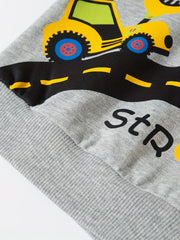 Boys Cartoon Car Print Crewneck Sweatshirt