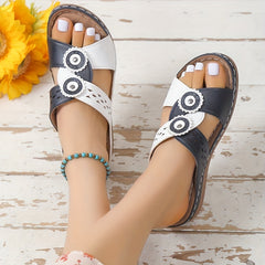 Women's Block Wedge Slides Open Toe Casual Slides