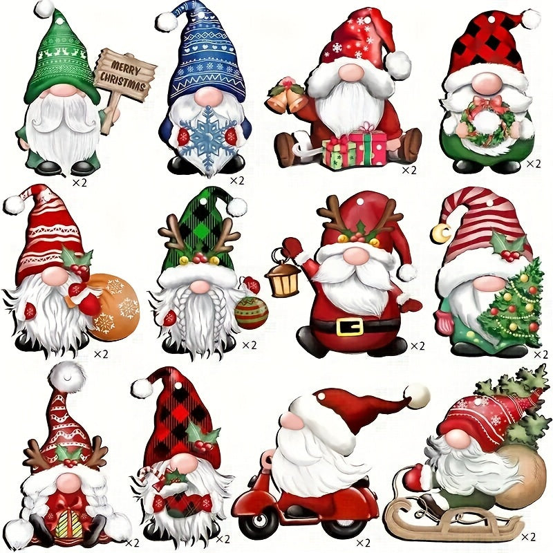 24pcs Christmas Dwarf Wooden Hanging Ornaments Tree Decoration Santa Claus Doll