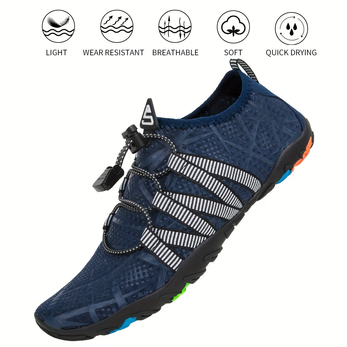 Men's Quick Drying Water Shoes Lightweight Slip On Beach Aqua Socks