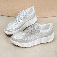 Women's Non Slip Platform Sneakers Breathable Lace Up Comfort Shoes