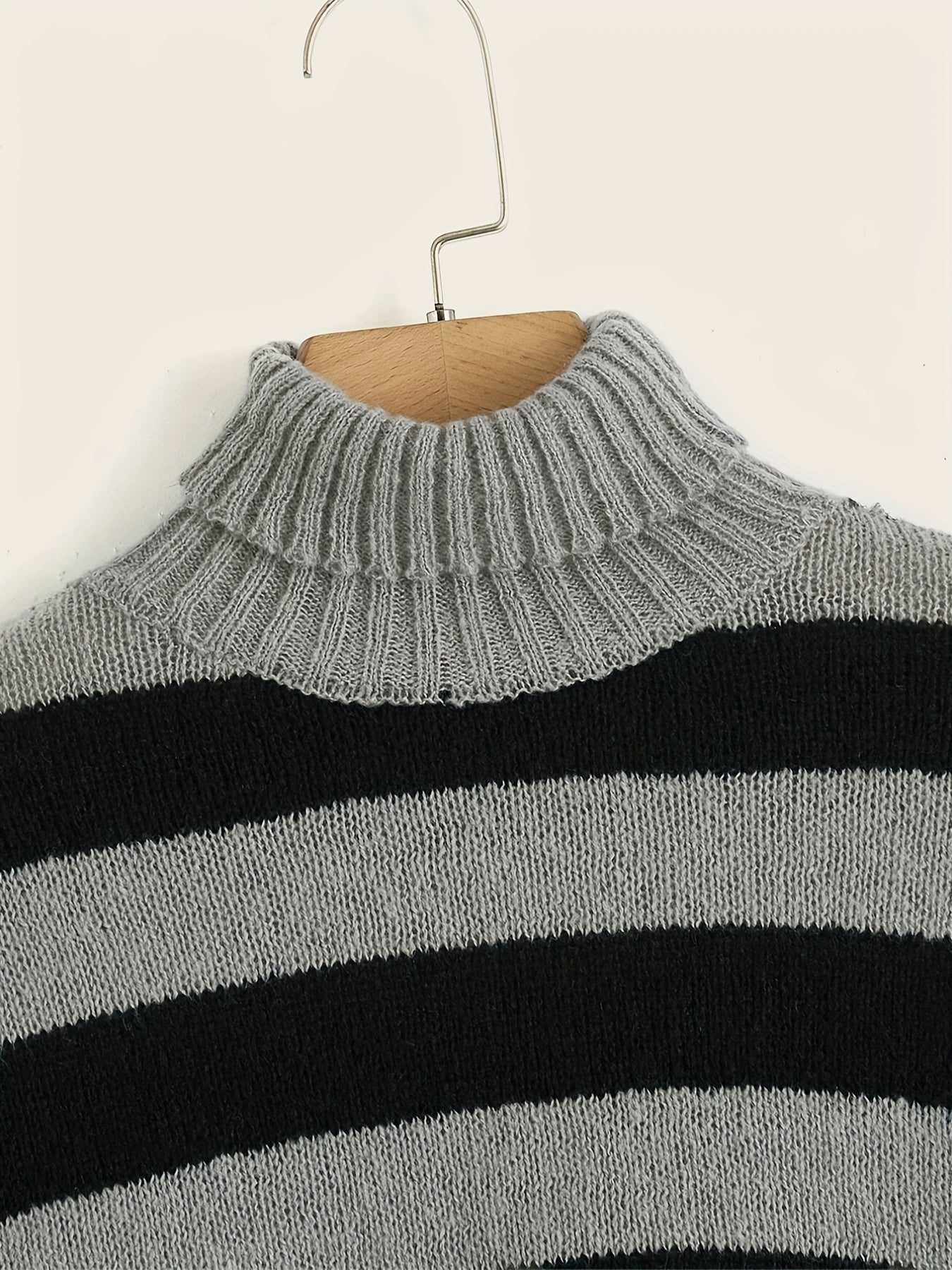 Y2K Striped Turtle Neck Sweater