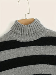Y2K Striped Turtle Neck Sweater