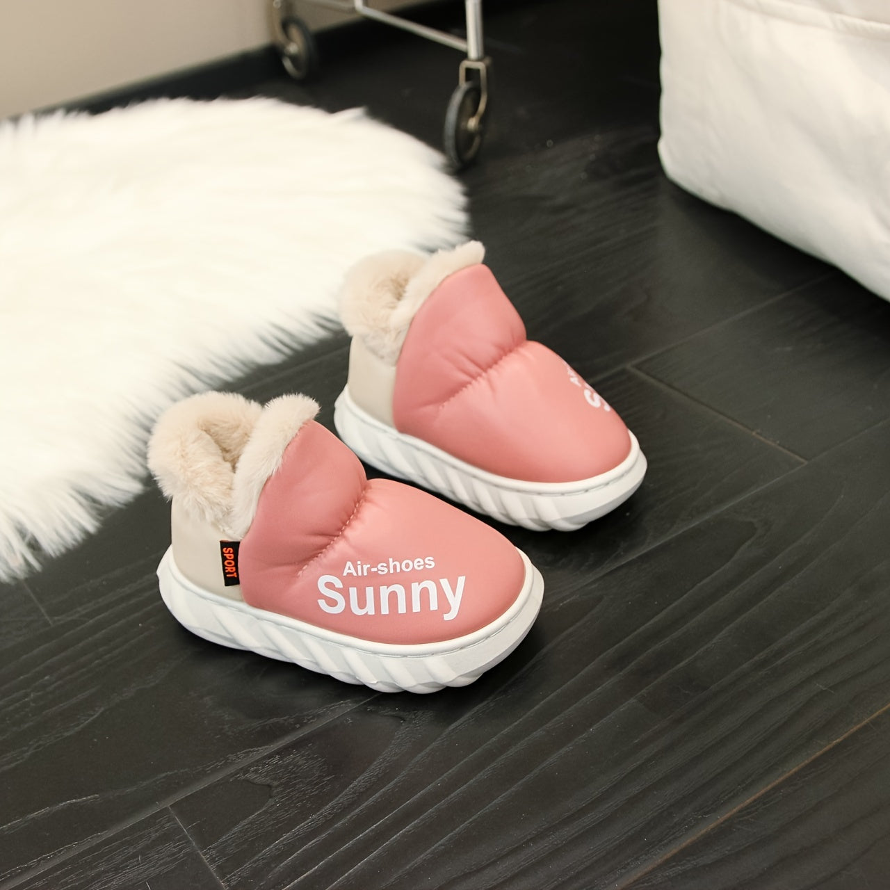 Girls' Slip On Fleece House Shoes Non Slip Soft Bottom Walking Shoes