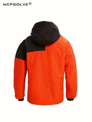 Men's 3 In 1 Block Casual Outdoor Zip Hooded Windbreaker Jacket