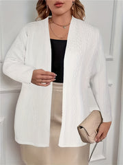 Solid Cable Knit Long Sleeve Open Front Warm Cardigan