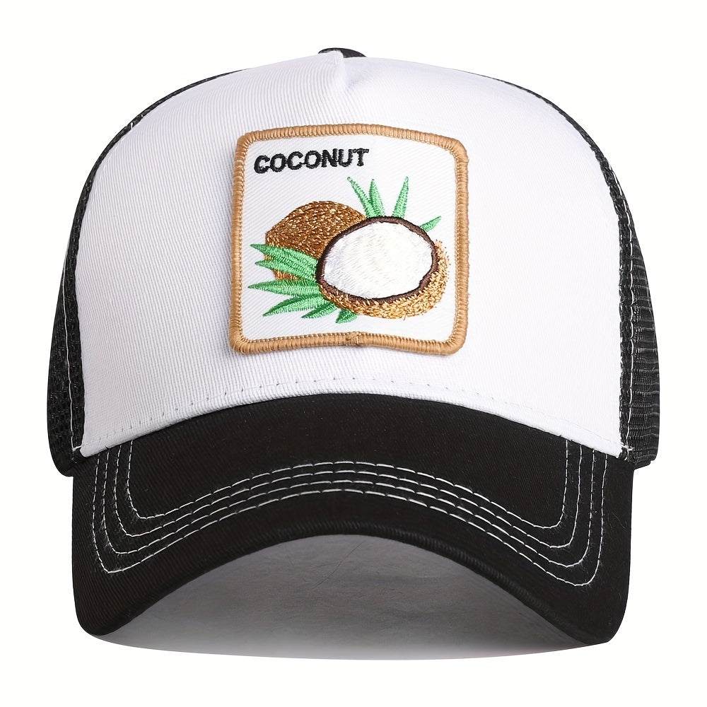 Fruit Embroidery Patch Trucker Hat Mesh Breathable Baseball Cap