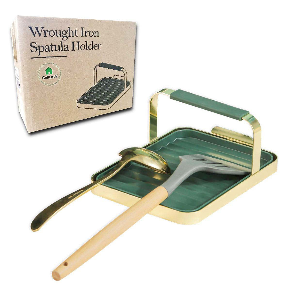 2 in 1 Iron Utensil Rest for Stove Top Spoon Rest