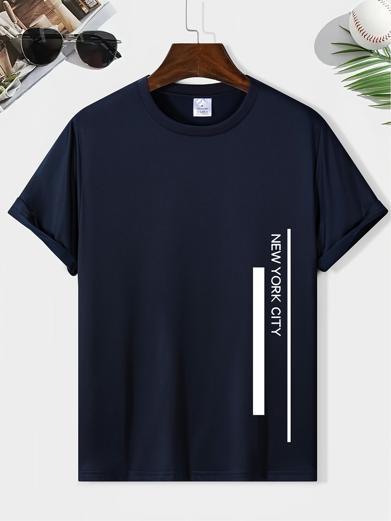 Men's Letters Round Neck Tee Short Sleeve Casual T Shirt