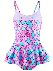 Sweet Girls Fish Scale Cami Swimwear Bathing Suit For Summer