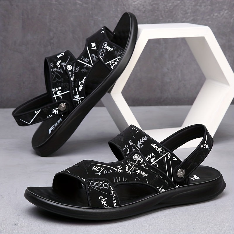 Men's Letter Print Slip-On Slide Sandals Outdoor Walking Shoes