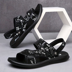 Men's Letter Print Slip-On Slide Sandals Outdoor Walking Shoes