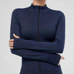 Solid Yoga Zipper Top Long Sleeve Fitness Jacket Women's Activewear