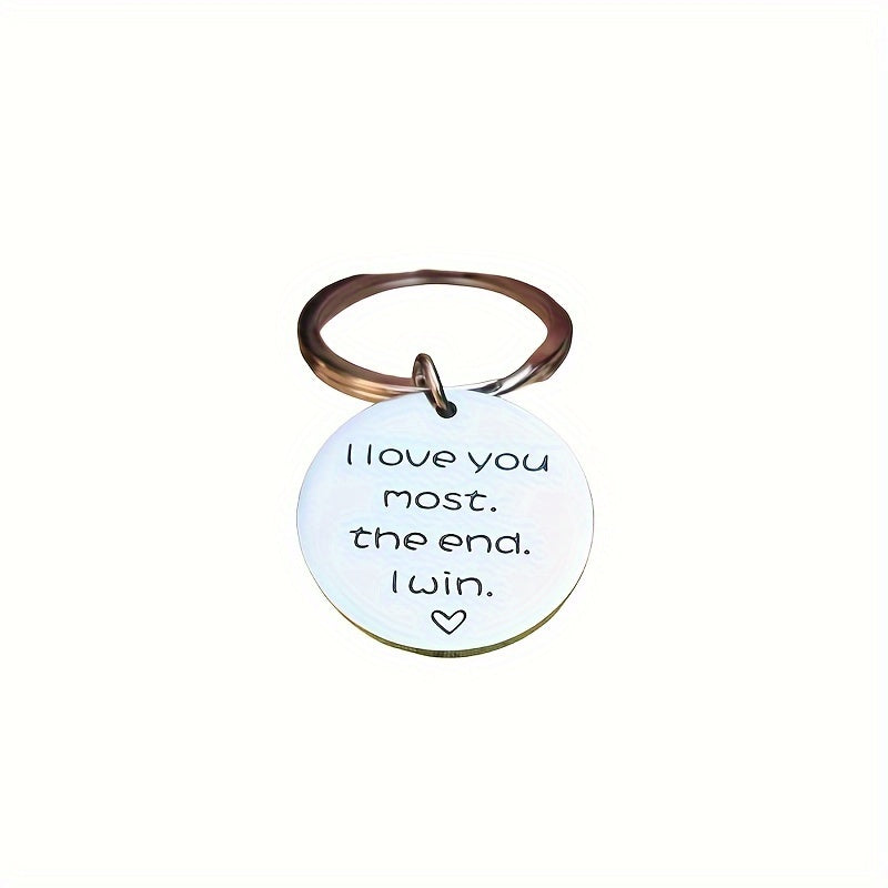 Love You Most Win Pattern Keychain Stainless Steel Accessories
