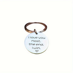 Love You Most Win Pattern Keychain Stainless Steel Accessories