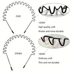 Metal Hair Band For Men Unisex Wavy Spring Headband