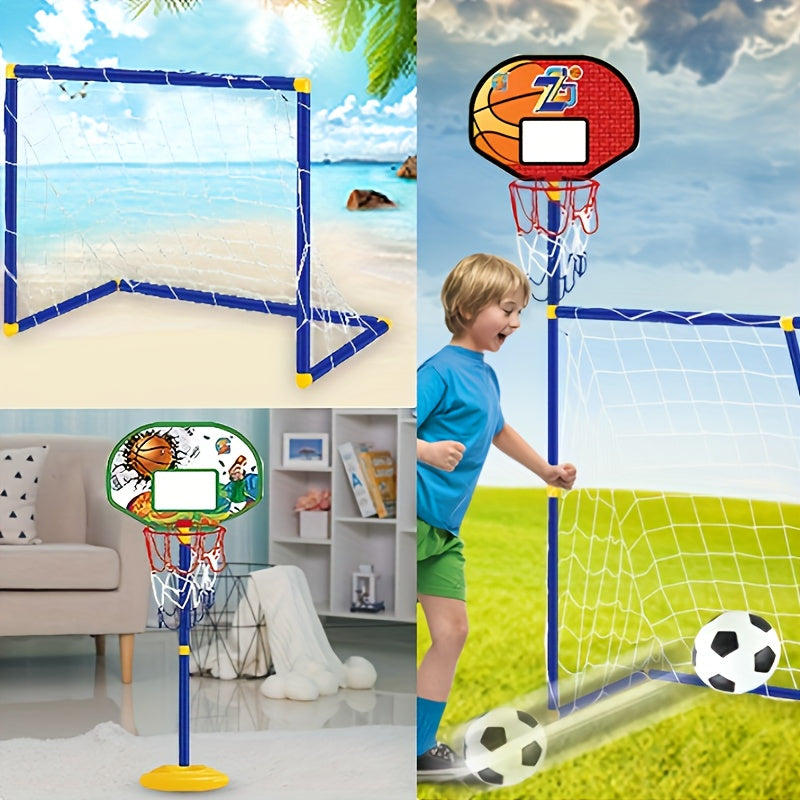 2-in-1 Portable Soccer Goal & Basketball Basket w/ Net - Indoor & Outdoor