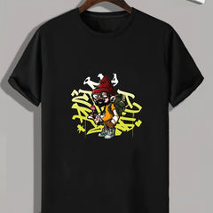 Cartoon Character Print Men's Graphic T-shirt for Summer